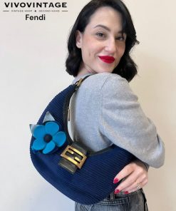 Borse Fendi | Fendi Mezzaluna Tessuto Blu