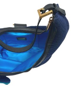 Borse Fendi | Fendi Mezzaluna Tessuto Blu