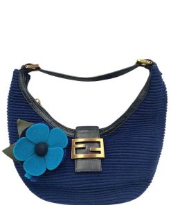 Borse Fendi | Fendi Mezzaluna Tessuto Blu