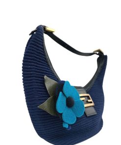 Borse Fendi | Fendi Mezzaluna Tessuto Blu