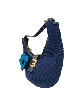 Borse Fendi | Fendi Mezzaluna Tessuto Blu