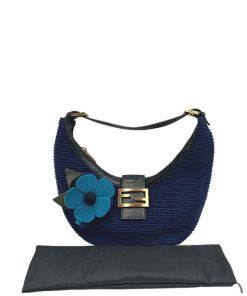 Borse Fendi | Fendi Mezzaluna Tessuto Blu