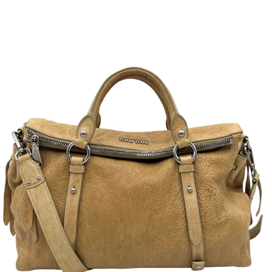 Borse Miu Miu | Satchel Miu Miu Con Tracolla Beige