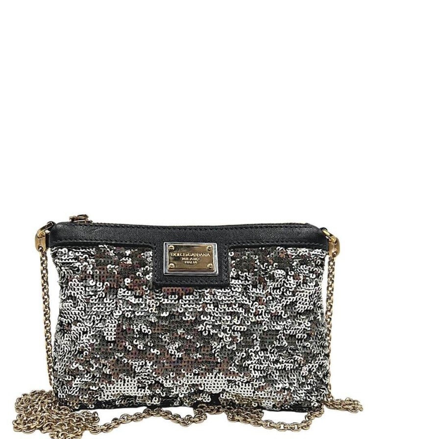 Borse Dolce & Gabbana | Pochette Dolce & Gabbana Paillettes Argento