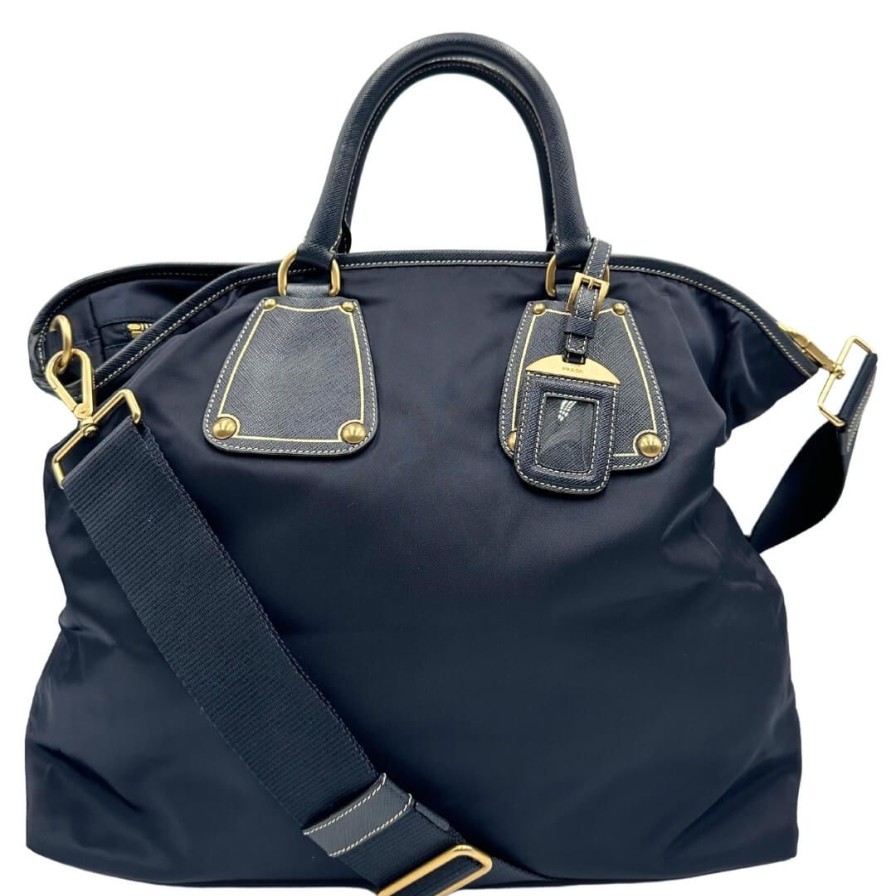 Borse Prada | Prada Shopper Con Tracolla Blu