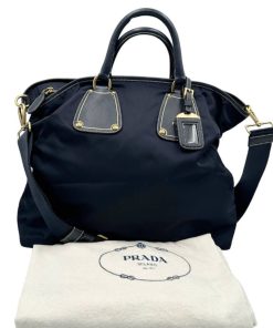 Borse Prada | Prada Shopper Con Tracolla Blu