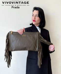 Borse Prada | Pochette Prada Frange Verde